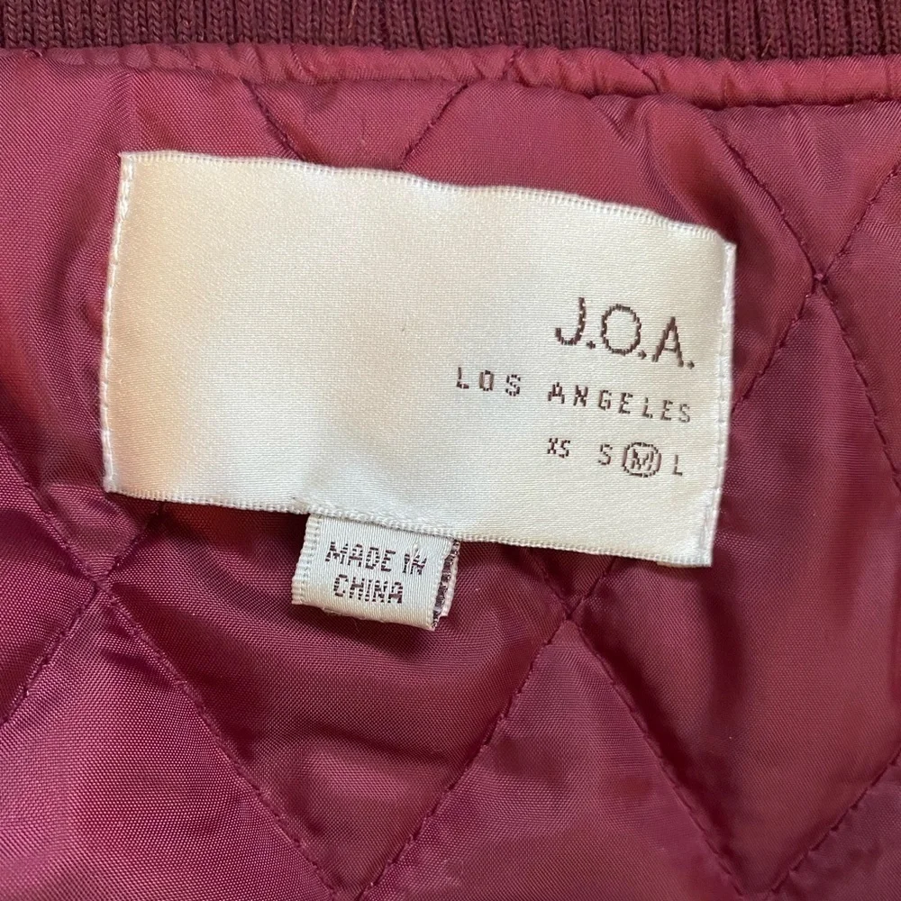 J.O.A. Faux Fur Maroon Bomber Jacket Size M - Picture 7 of 8